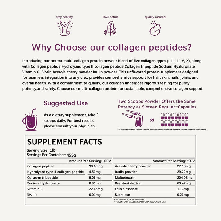 Multi Collagen Peptides Powder (Types I, II, III, V & X) – Unflavored