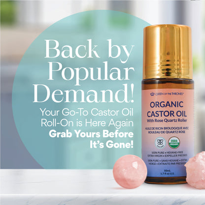 Organic Golden Castor Oil Roll-On with Rose Quartz