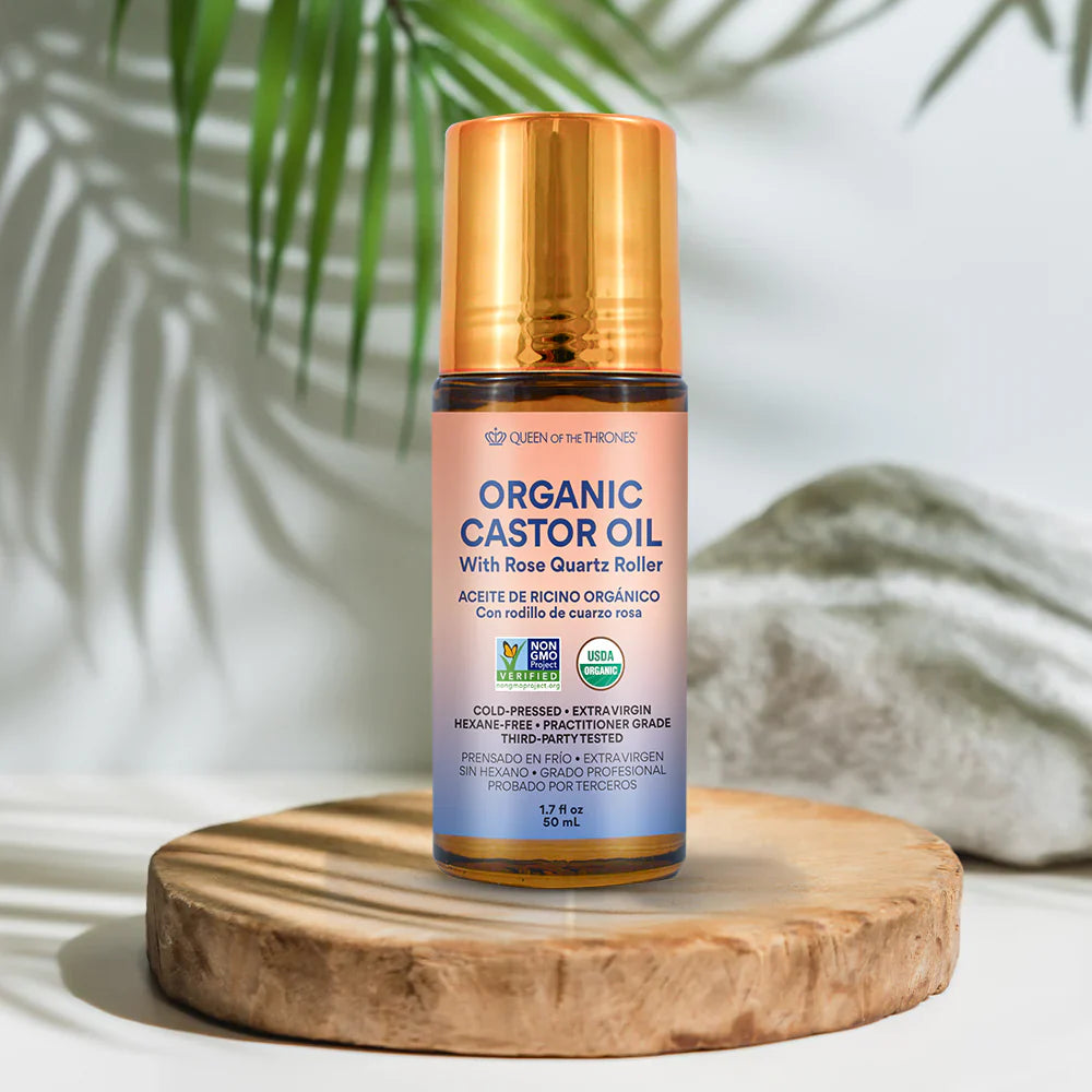 Organic Golden Castor Oil Roll-On with Rose Quartz