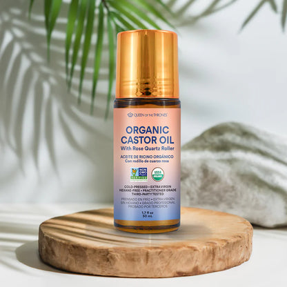 Organic Golden Castor Oil Roll-On with Rose Quartz